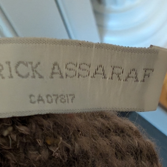 Patrick Assaraf Men's XL wool and leather brown sweater with zip on arm - Picture 12 of 12